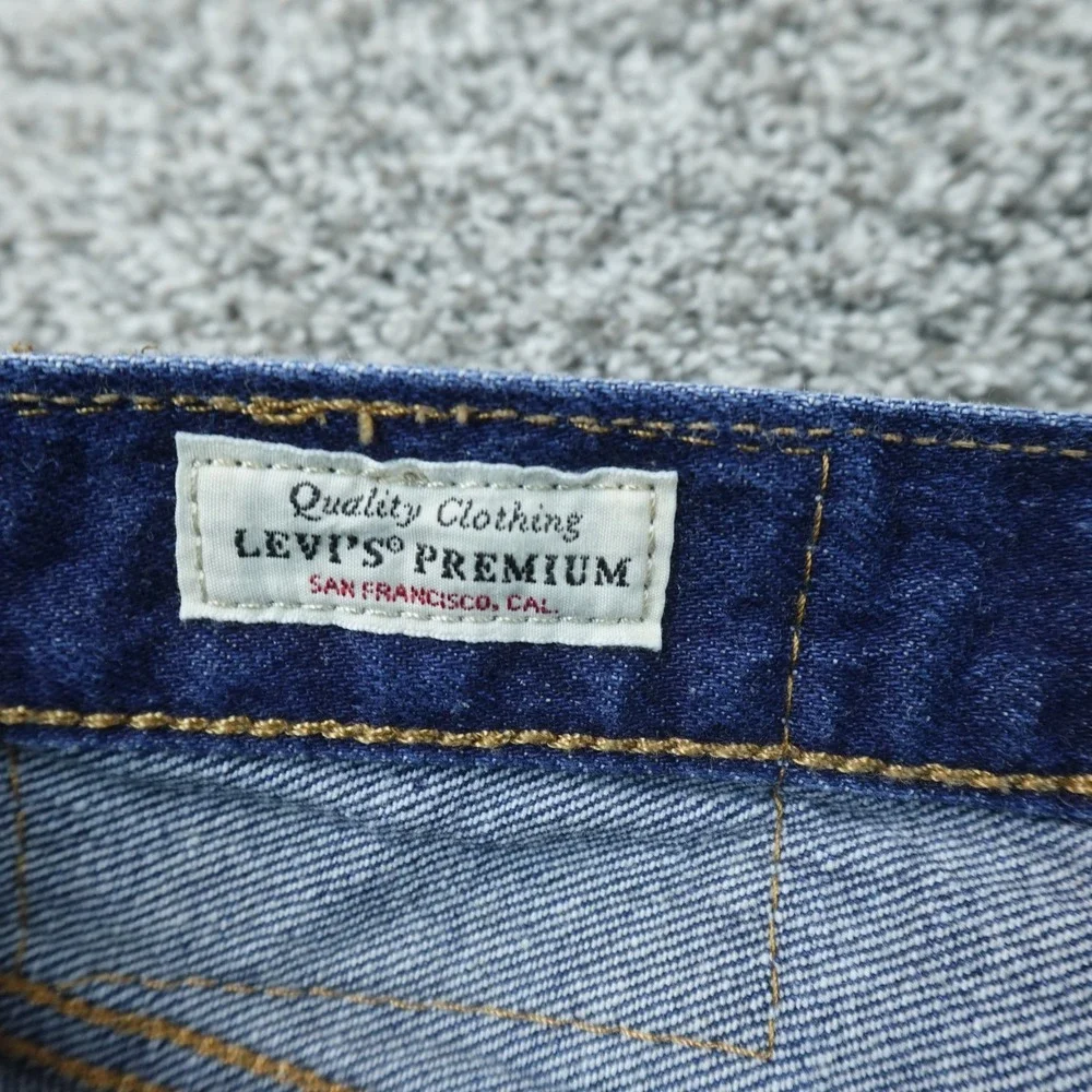 Levis Jeans Mens 28X30 Dark Blue Denim Pants 501 Straight Button Fly Premium